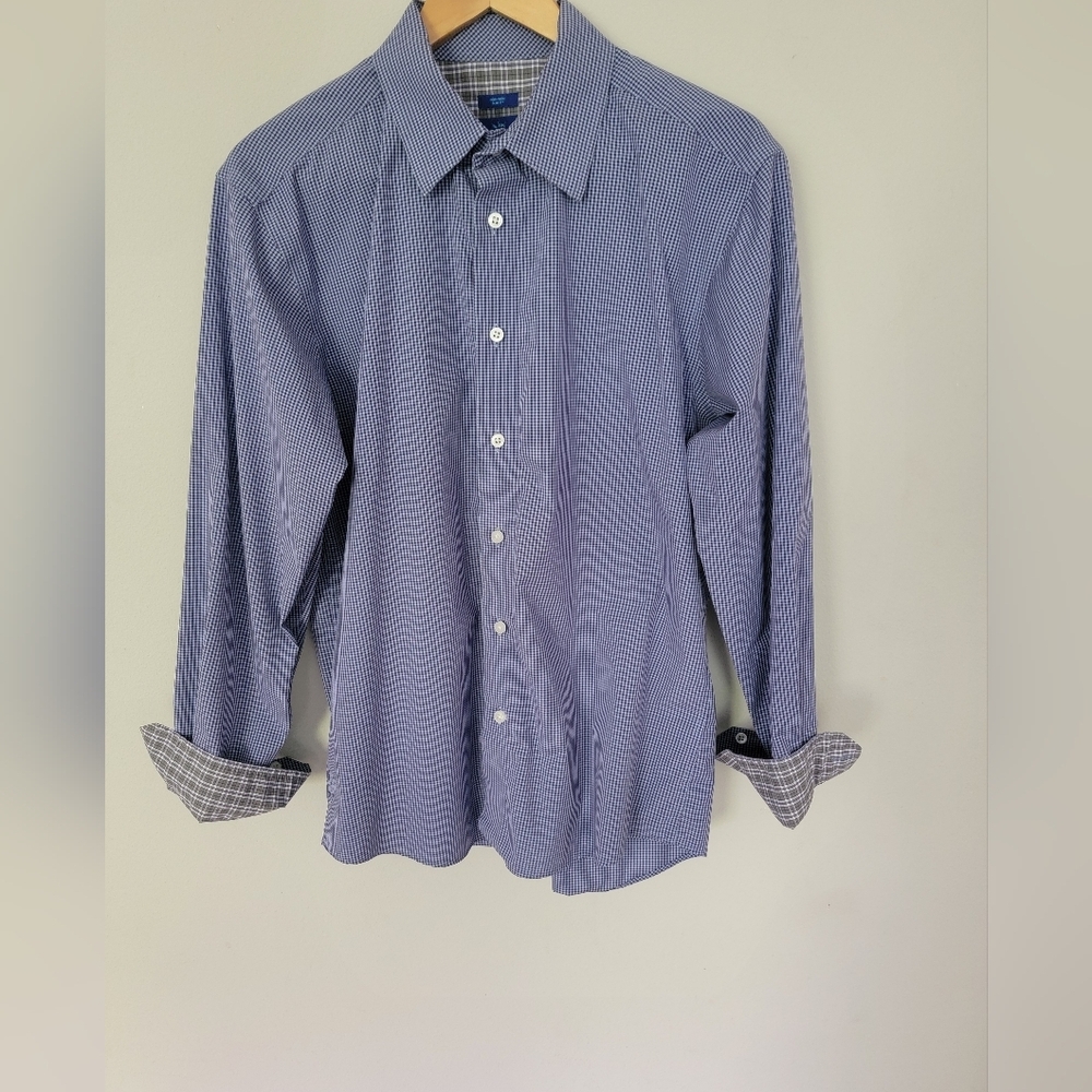 Egara Non-Iron Slim Fit Checkered Blue Casual Button Down Shirt